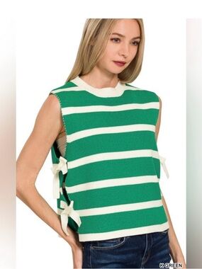 Zenana Kelly Green Side Tie Sweater